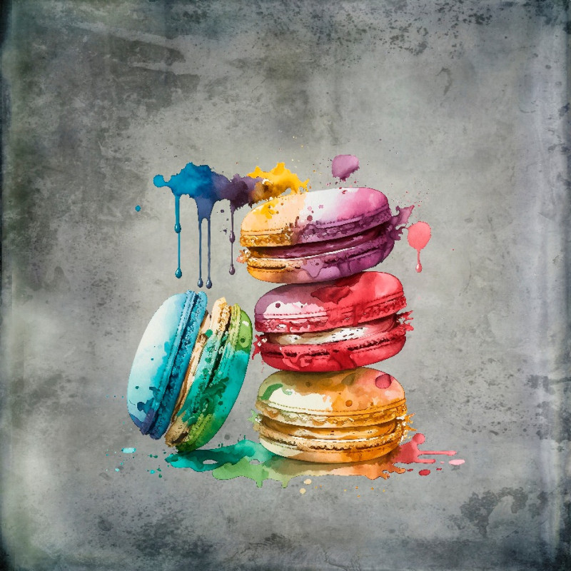 PANNEAU POLYESTER MACARONS FOND GRIS 45x45 cm