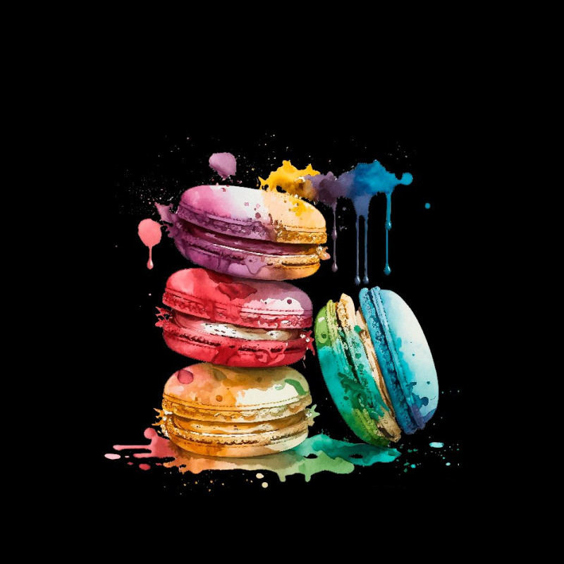 PANNEAU POLYESTER MACARONS FOND NOIR 45x45 cm