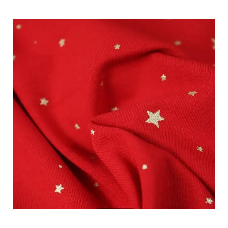 Jersey étoiles lurex fond rouge