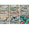 LOT DE 6 PANNEAUX LINGETTES 14x14 cm ANIMAUX MARINS