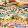 VELOURS RAS TAPISSIER BRODERIE PAYSAGE ARBRES