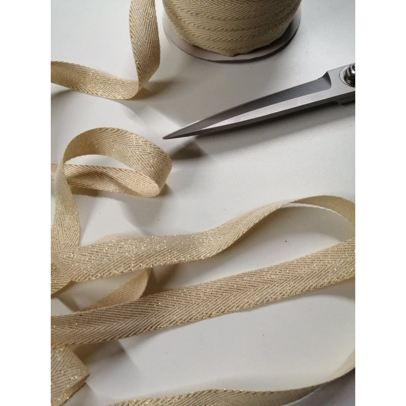 Ruban coton étiquette Cousu main avec tendresse - blanc - 1m