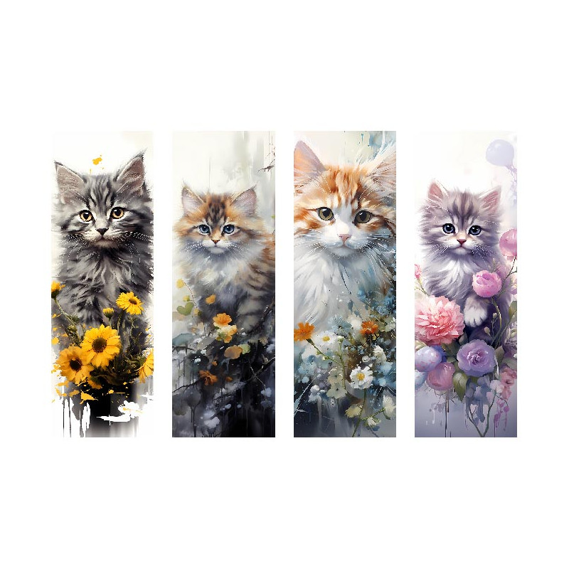 PANNEAU VELOURS RAS MARQUE PAGE CHATS 2 18x27 cm