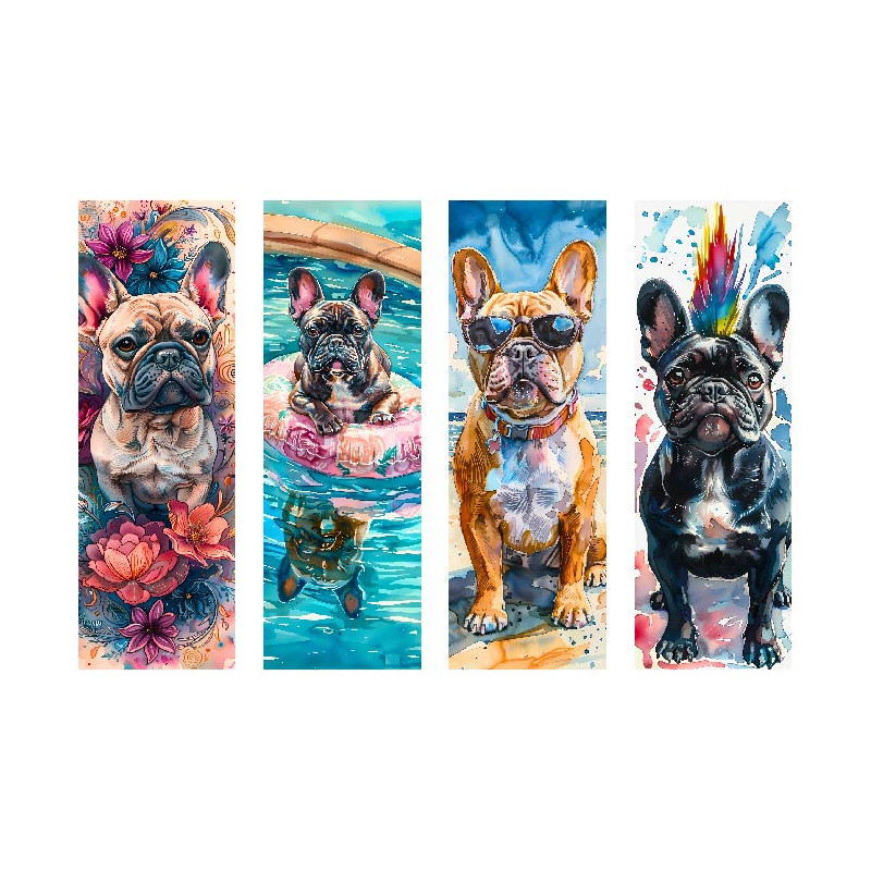 PANNEAU VELOURS RAS MARQUE PAGE BOULEDOGUE FUN 18x27 cm