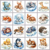 LOT DE 16 PANNEAUX ANIMAUX AQUARELLE MICROFIBRE EXTRADOUCE 13x13 cm