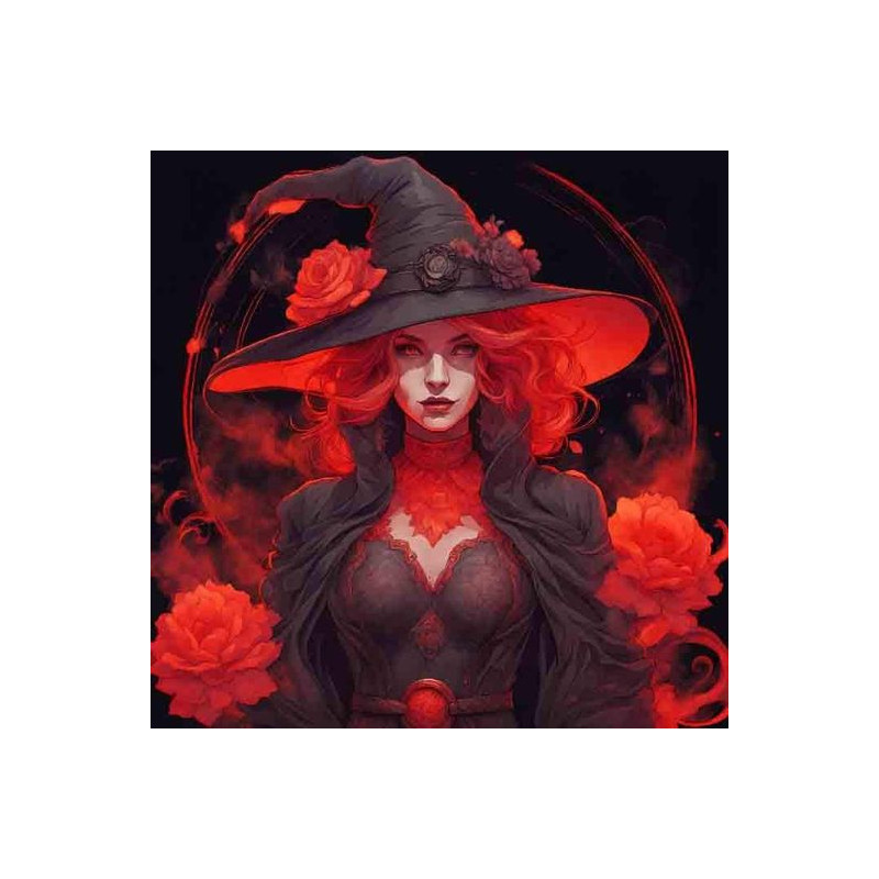 PANNEAU MICROFIBRE HALLOWEEN FEMME FOND FEU 25X25 cm