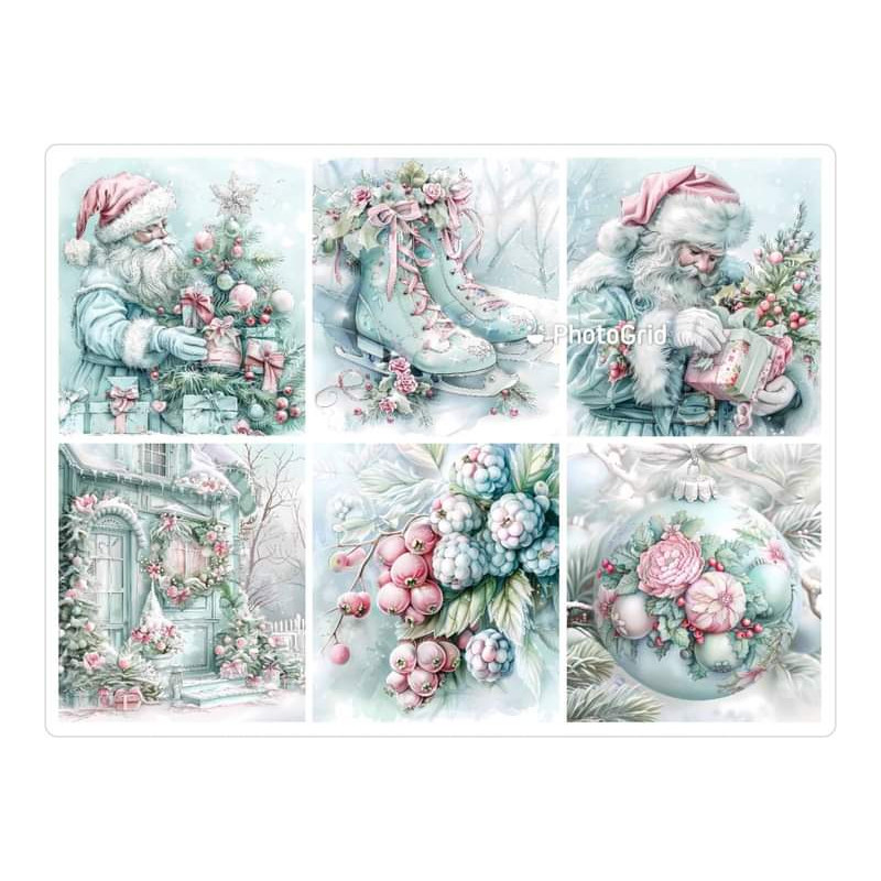 LOT DE 6 PANNEAUX MICROFIBRE NOEL PASTEL 25X25 cm