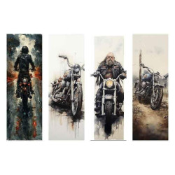 PANNEAU VELOURS RAS MARQUE PAGE MOTARD 18x27 cm