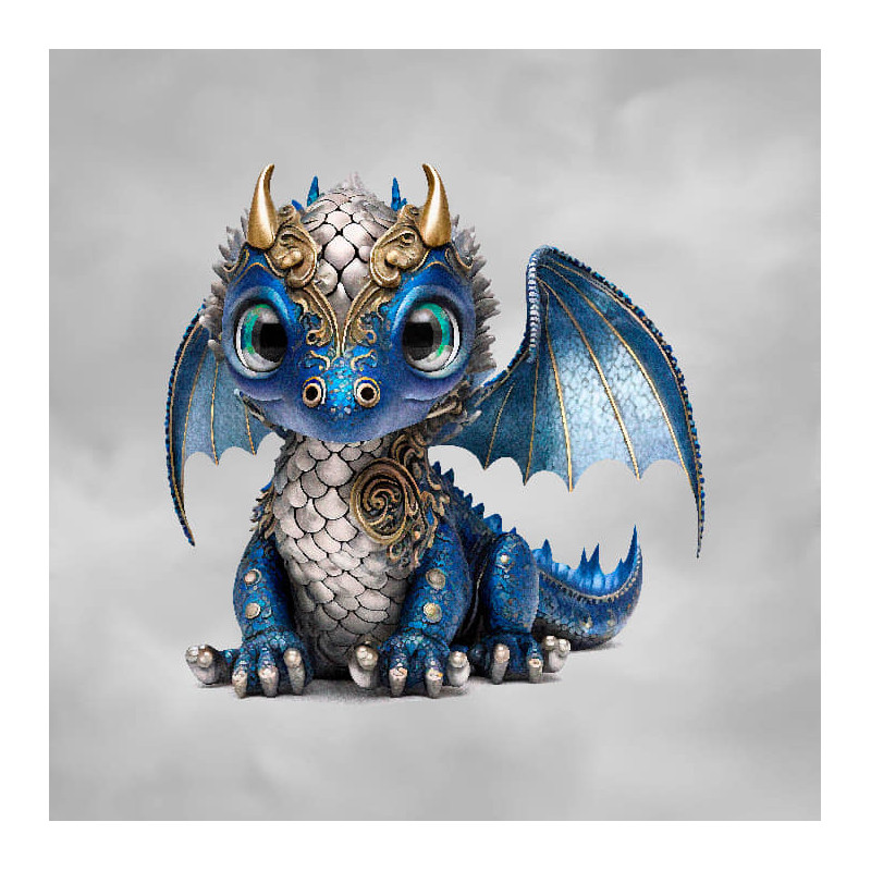 PANNEAU POLYESTER IMPERMEABLE MINI DRAGON BLEU 20x20 cm