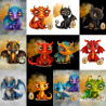 LOT DE 12 PANNEAUX LINGETTES 11x11 cm MINI DRAGONS