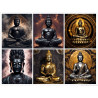 LOT DE 6 PANNEAUX MICROFIBRE 25X25 cm BOUDDHA