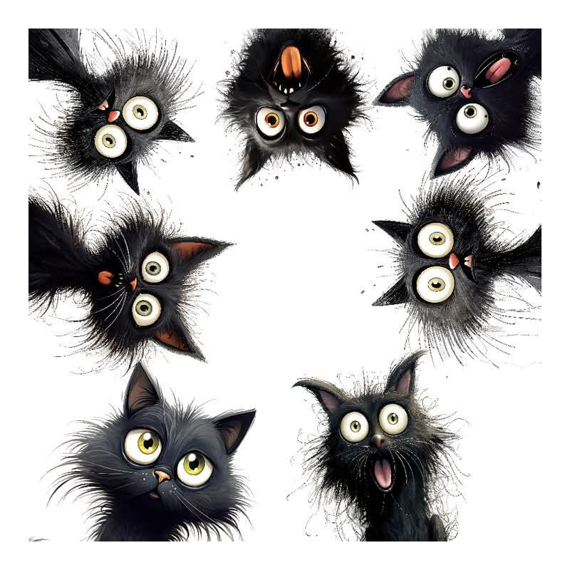 PANNEAU POLYESTER 25x25 cm CHAT NOIR ET BLANC MIROIR