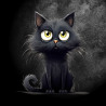PANNEAU POLYESTER 25x25 cm CHAT NOIR ET BLANC GROS YEUX FOND NOIR