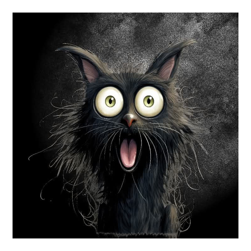 PANNEAU POLYESTER 25x25 cm CHAT NOIR ET BLANC BOUCHE BEE FOND NOIR