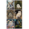 LOT DE 6 PANNEAUX MICROFIBRE 12x12 cm CHOUETTES ET HIBOUX