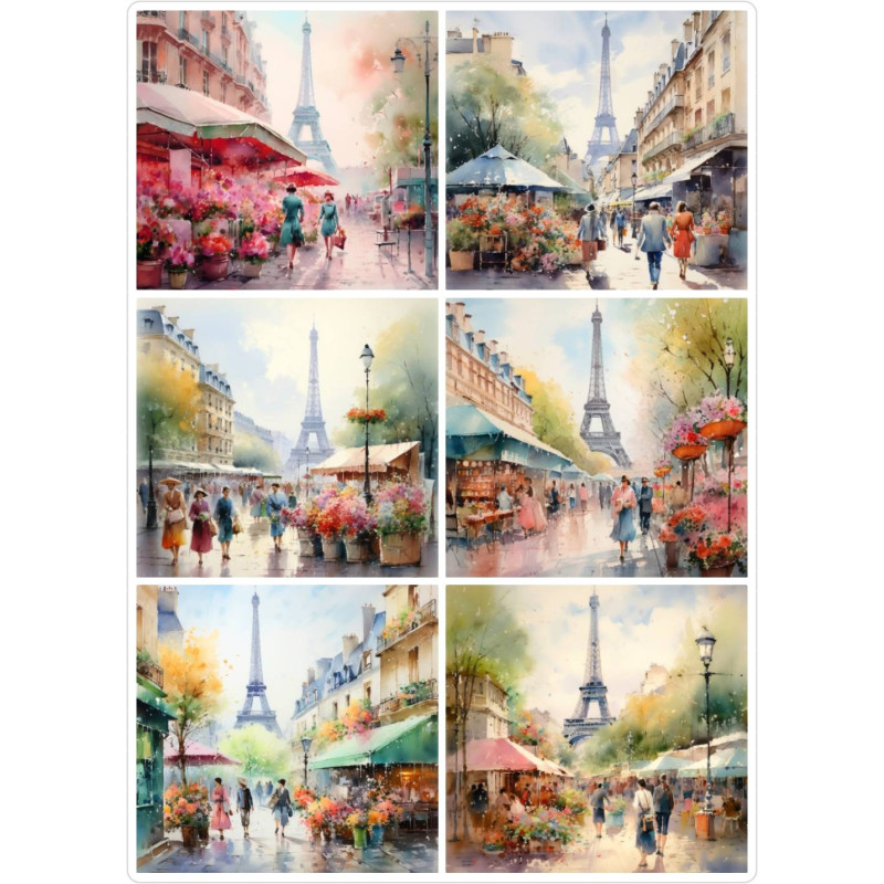 LOT DE 6 PANNEAUX MICROFIBRE PARIS PARIS 25X25 cm