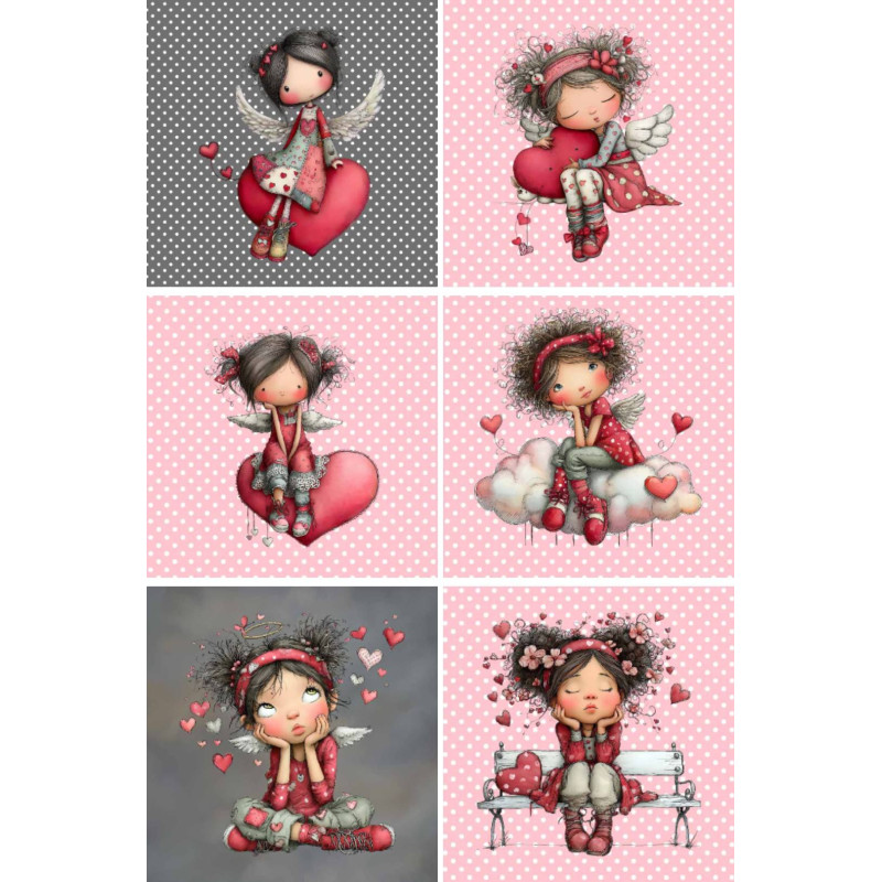 LOT DE 6 PANNEAUX MICROFIBRE AMOUREUSES 25X25 cm