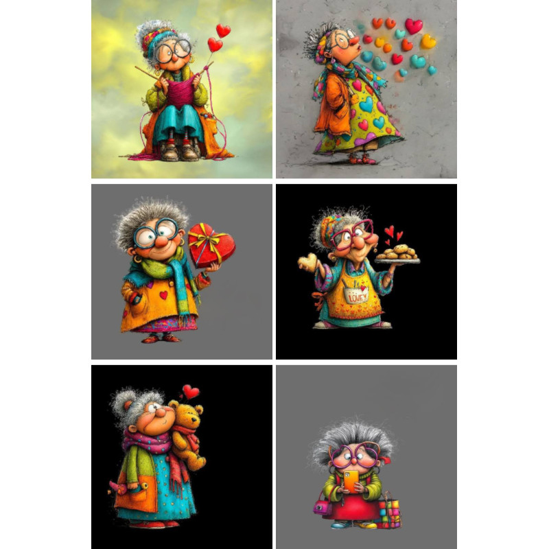 LOT DE 6 PANNEAUX MICROFIBRE MAMIE TURBO 25X25 cm