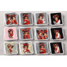 LOT DE 12 PANNEAUX LINGETTES 12x12 cm FILLES ROUGES