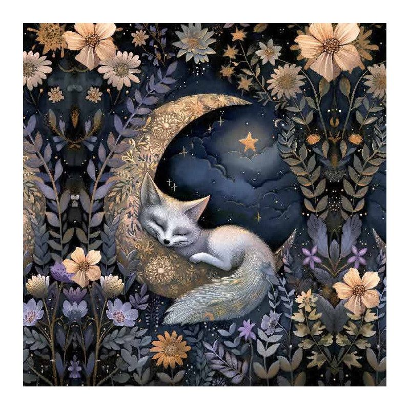 panneau 15x15 cm velours tapissier RENARD FORET MAGIQUE