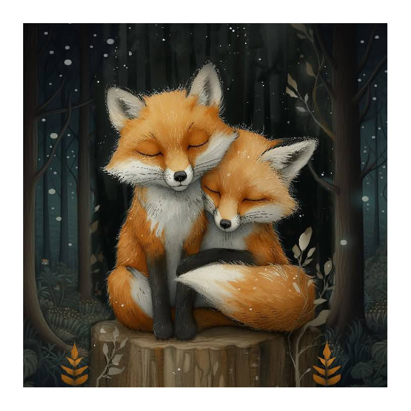 panneau 15x15 cm velours tapissier 2 RENARDS