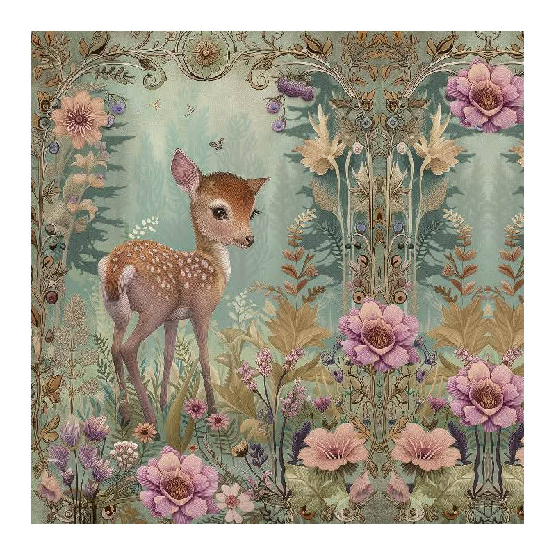 panneau 15x15 cm velours tapissier FAON