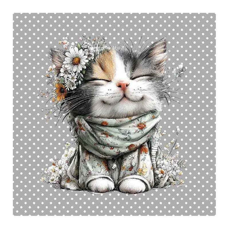 panneau 15x15 cm velours tapissier CHATON ECHARPE