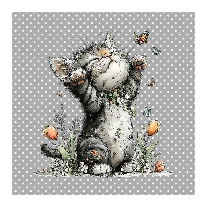 panneau 15x15 cm velours tapissier CHATON