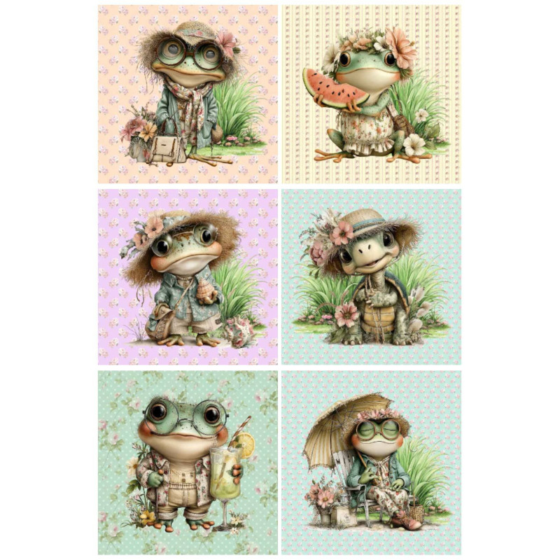 6 panneaux microfibre 25x25 cm drôle de grenouille