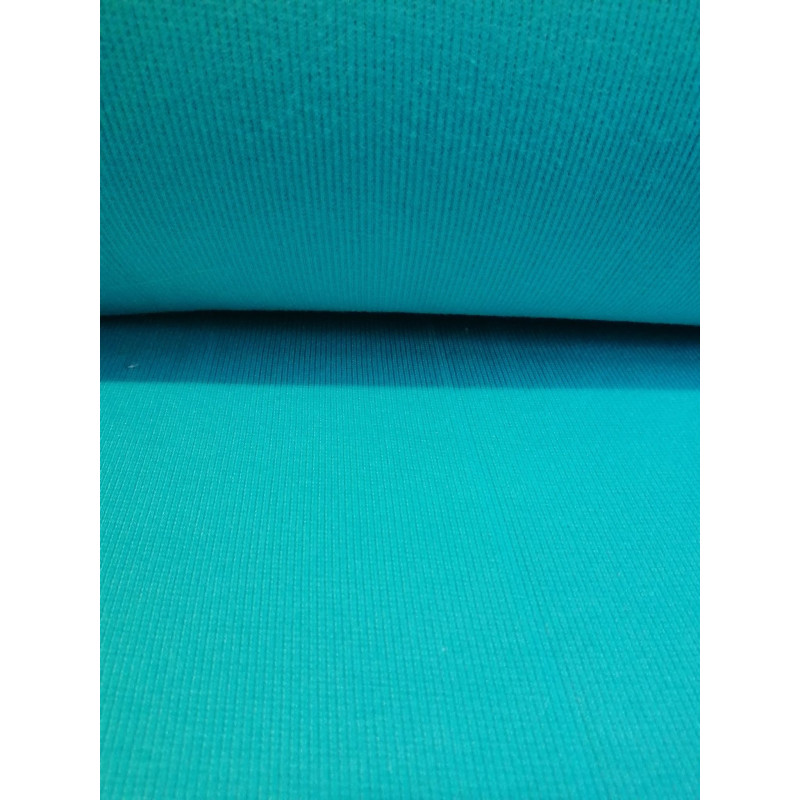 Bord côte turquoise côtelé oeko tex - laize 80 cms * 2
