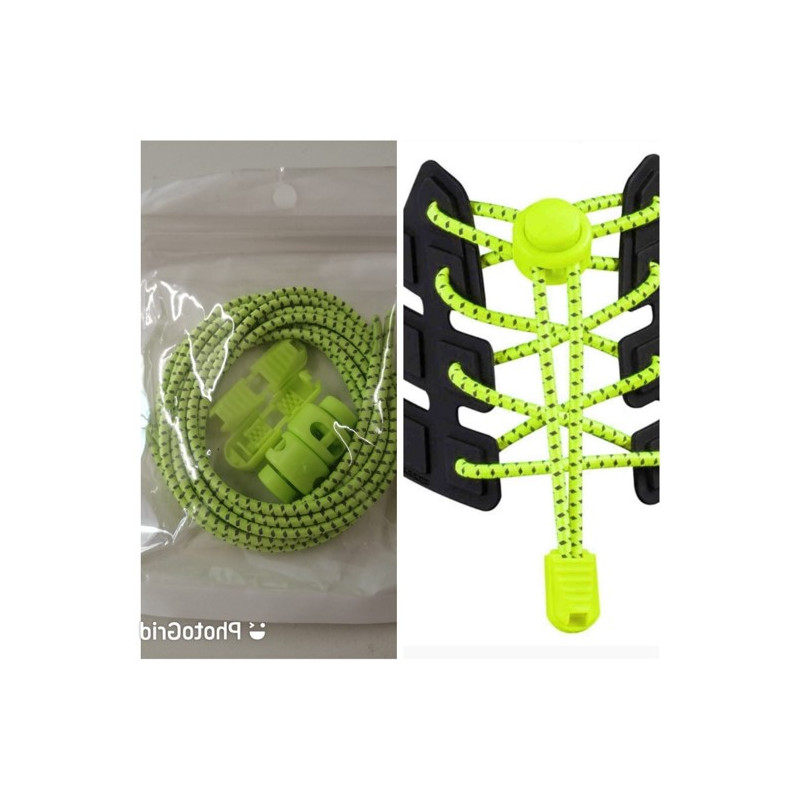Lot lacets élastiques et accessoires vert fluo