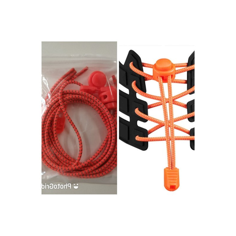 Lot lacets élastiques et accessoires orange fluo