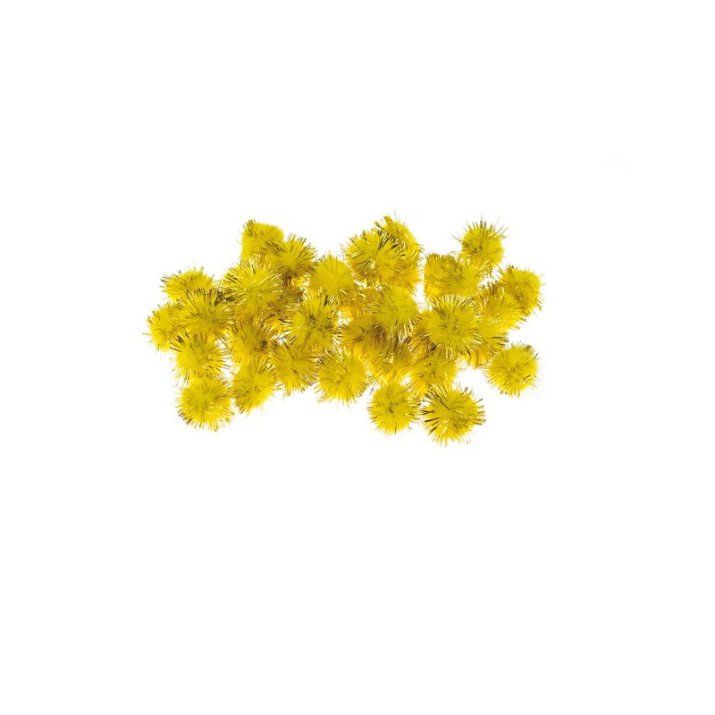 Pompon lurex jaune / or 2 cms
