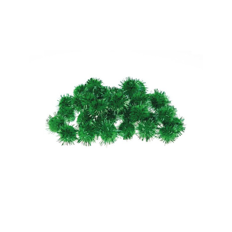 Pompon lurex vert 2 cms