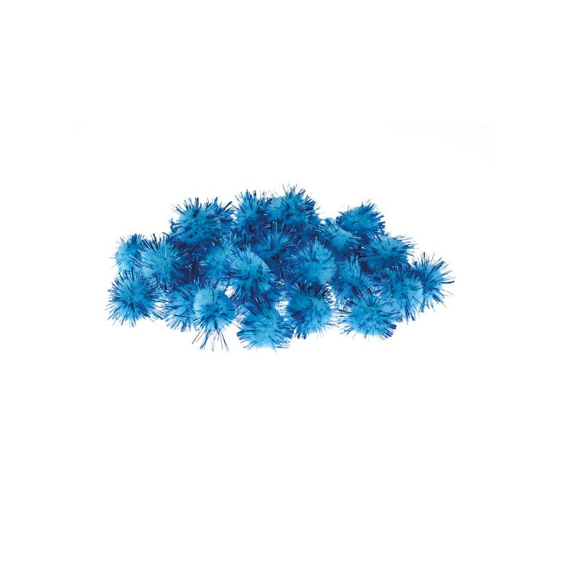 Pompon lurex bleu 2 cms