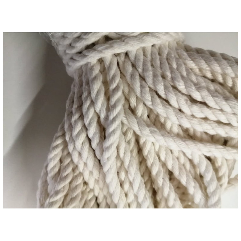 Corde tressée coton blanc 5 mm