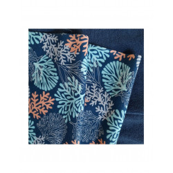 Eponge jersey coton coraux fond bleu