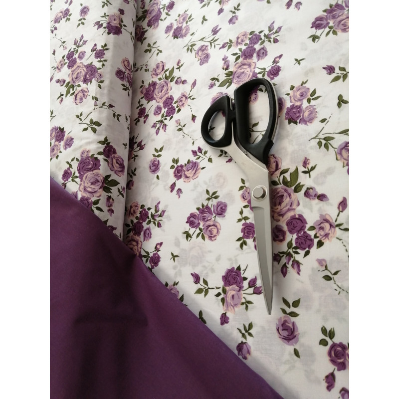Coton oeko tex mini roses violettes