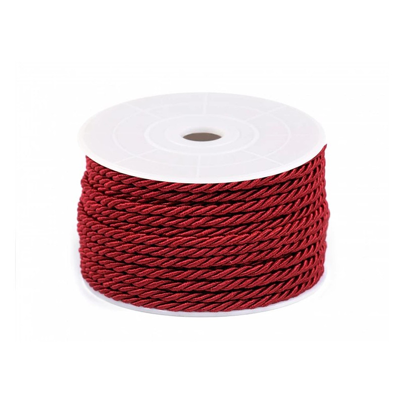 Cordon torsadé rouge fort brillant 3mm