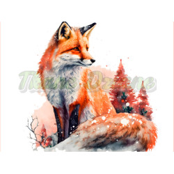 PANNEAU MICROFIBRE RENARD HIVERNAL 60x60 cm