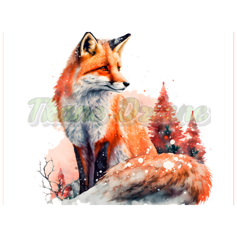 PANNEAU MICROFIBRE RENARD HIVERNAL 60x60 cm