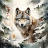 PANNEAU MICROFIBRE LOUP DANS LA NEIGE 60x60 cm