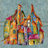 PANNEAU MICROFIBRE MAISONS MULTICOLORES 60x60 cm